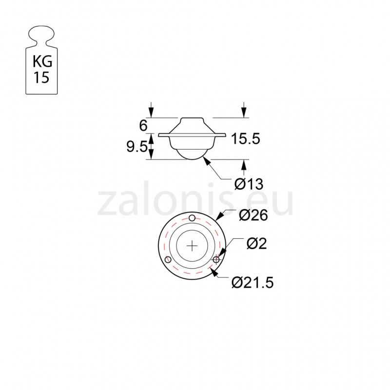BALL BEARING SWIVEL CASTER WHEEL D.26 / 15Kg BALL BEARING SWIVEL CASTER WHEELS / 15-30 Kg